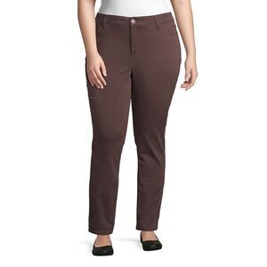 Liz Claiborne Flexi Fit Classic Skinny Pants Women 14W Dark Espresso Stretch NEW